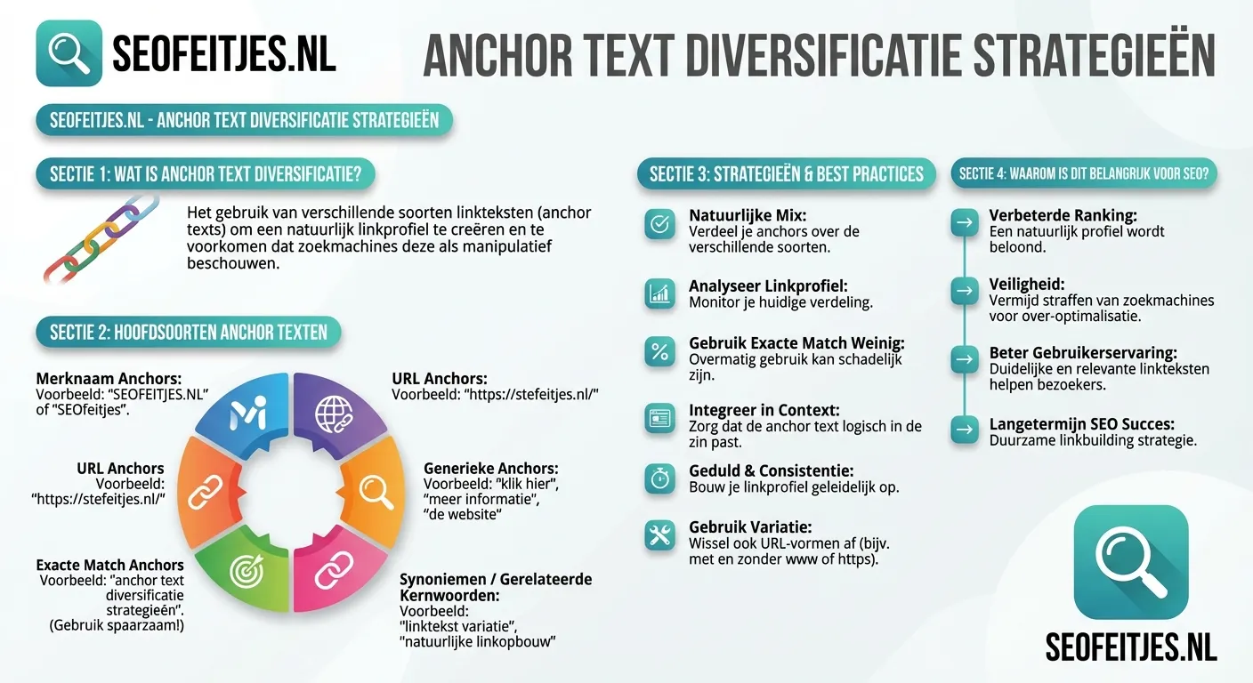 Infographic over: Anchor text diversificatie strategieën