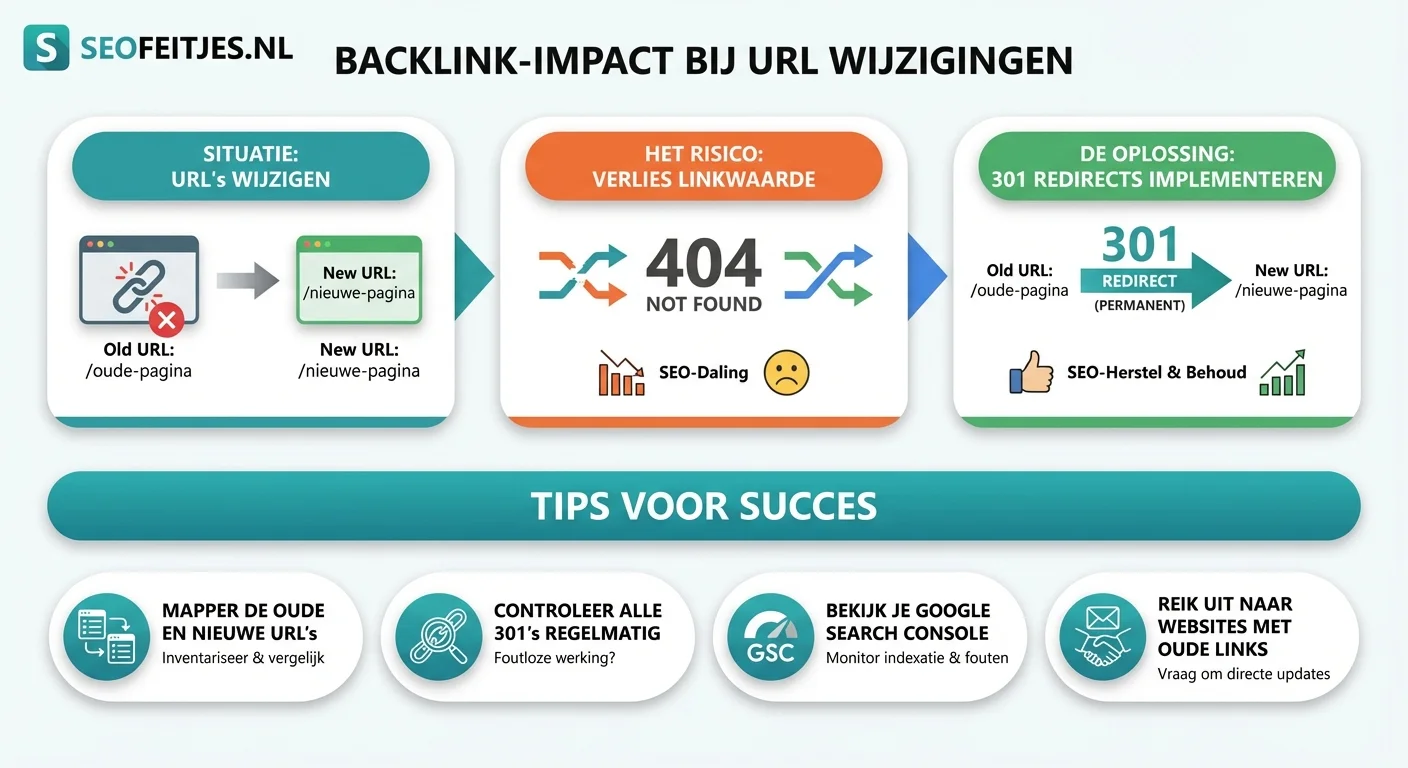 Infographic over: Backlink-impact bij URL wijzigingen
