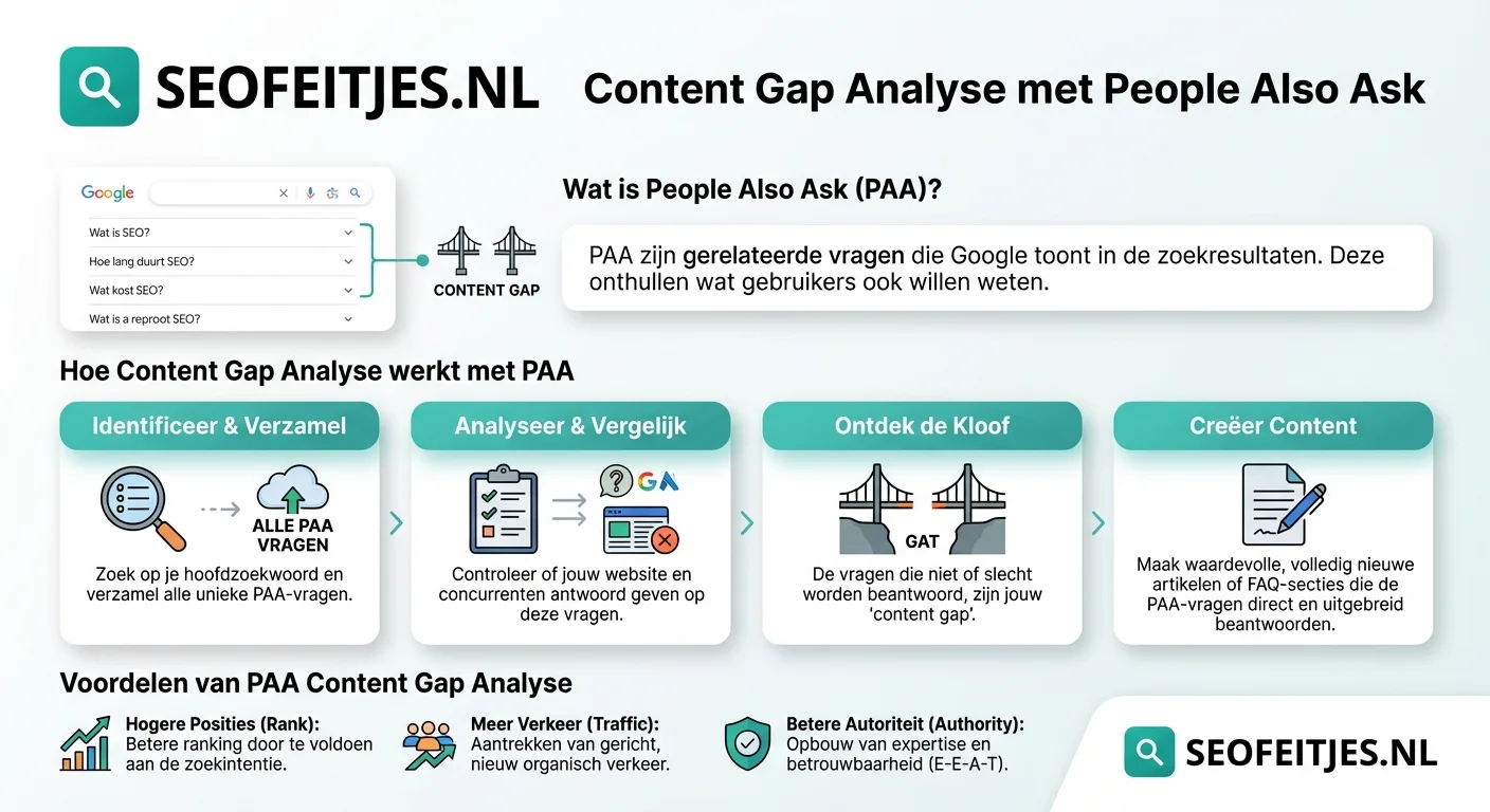 Infographic over: Content gap analyse met People Also Ask