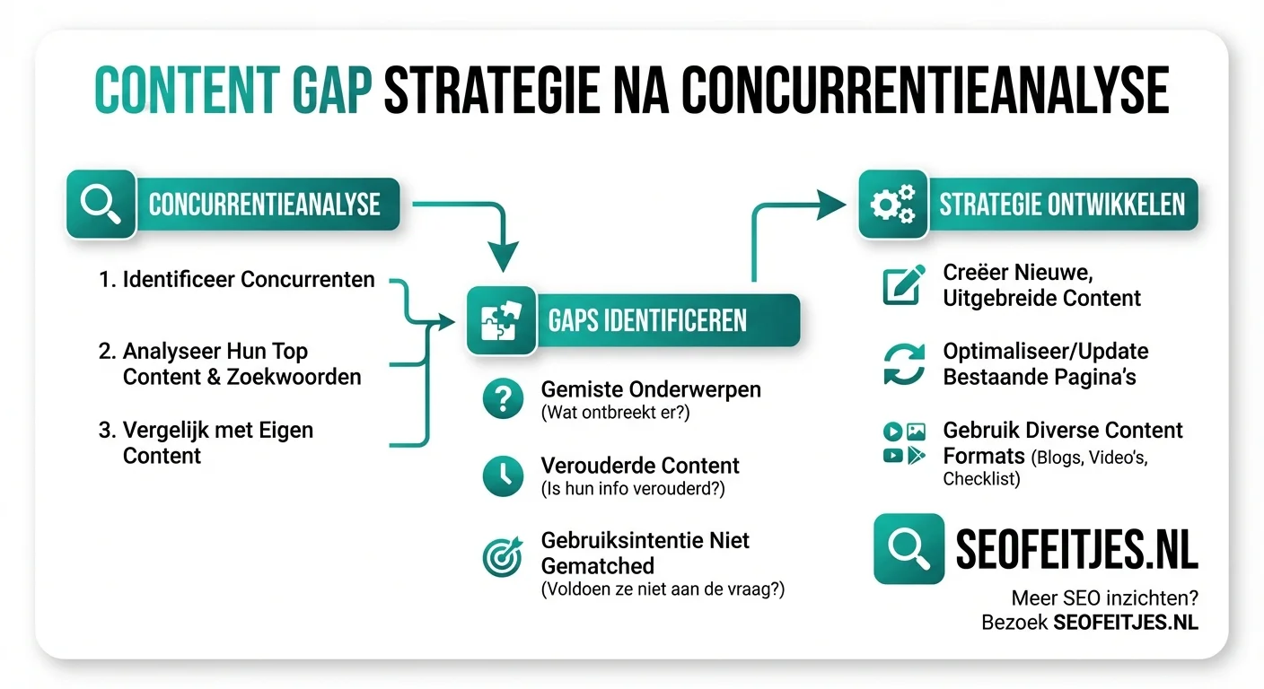 Infographic over: Content gap strategie ontwikkelen na concurrentieanalyse