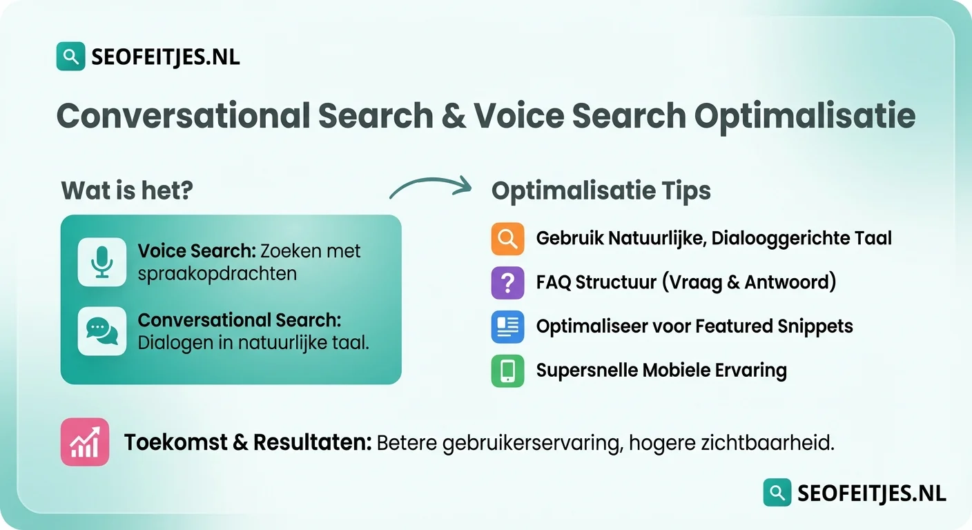 Infographic over: Conversational search en voice search optimalisatie