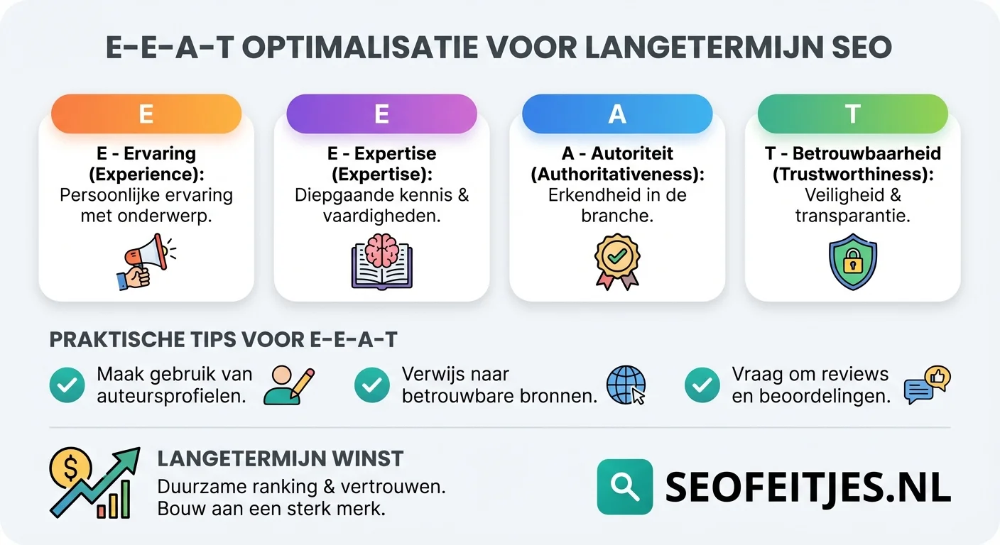 Infographic over: E-E-A-T optimalisatie voor langetermijn SEO