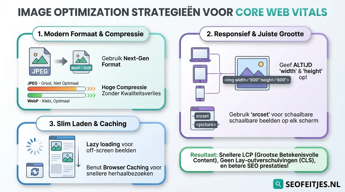 Infographic over: Image optimization strategieën voor Core Web Vitals