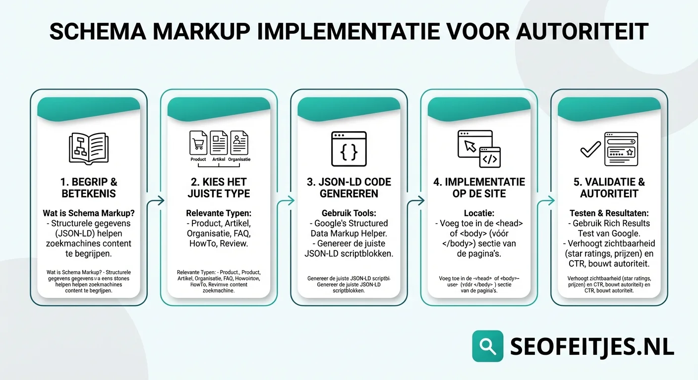 Infographic over: Schema markup implementatie voor autoriteit