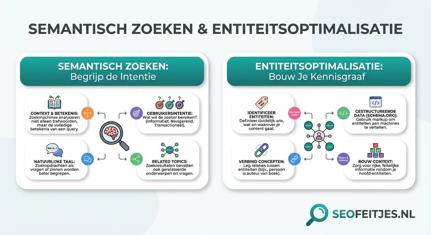Infographic over: Semantisch zoeken en entiteitsoptimalisatie