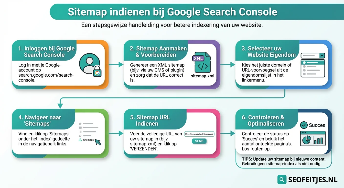 Infographic over: Sitemap indienen bij Google Search Console