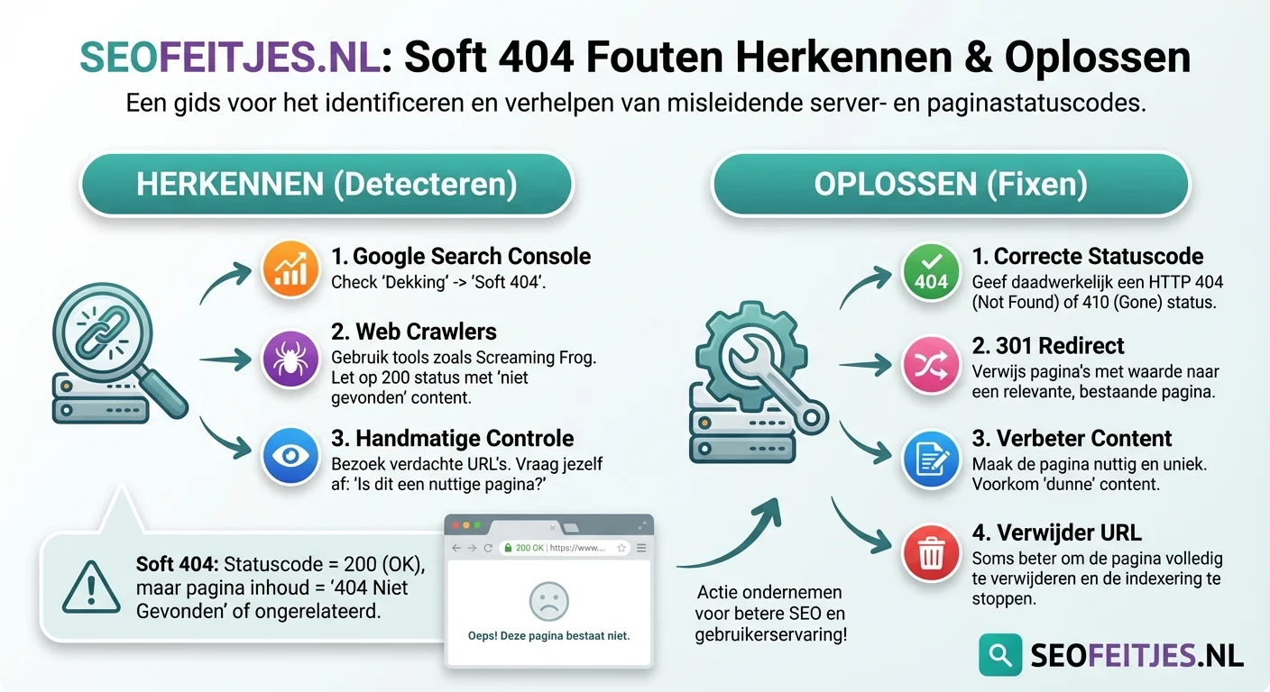 Infographic over: soft 404 fouten herkennen en oplossen