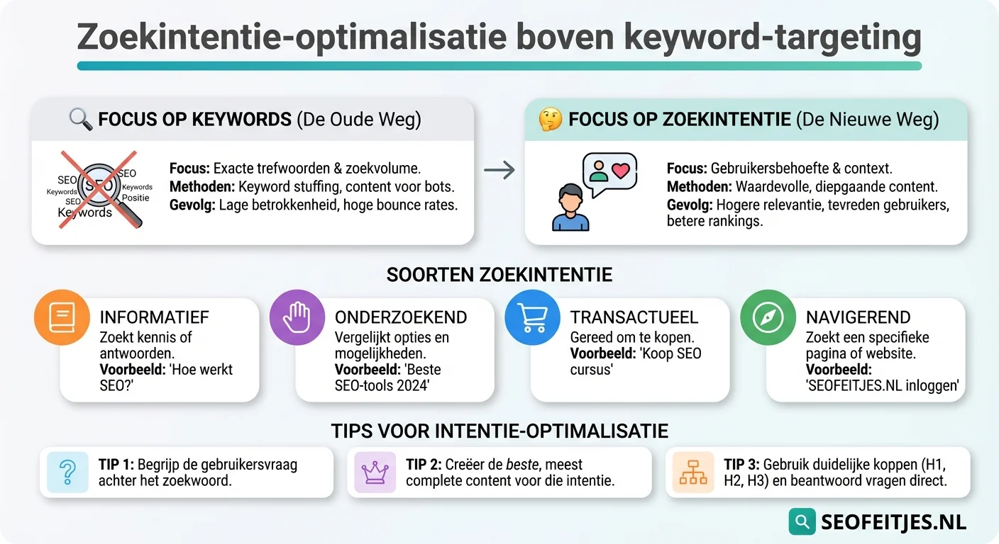 Infographic over: Zoekintentie-optimalisatie boven keyword-targeting