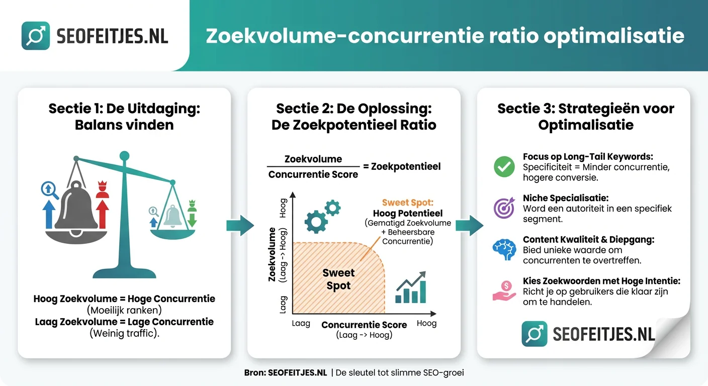 Infographic over: Zoekvolume-concurrentie ratio optimalisatie